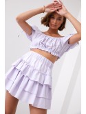 Smooth skirt with ruffles, lilac 40130 - Online store - Boutique